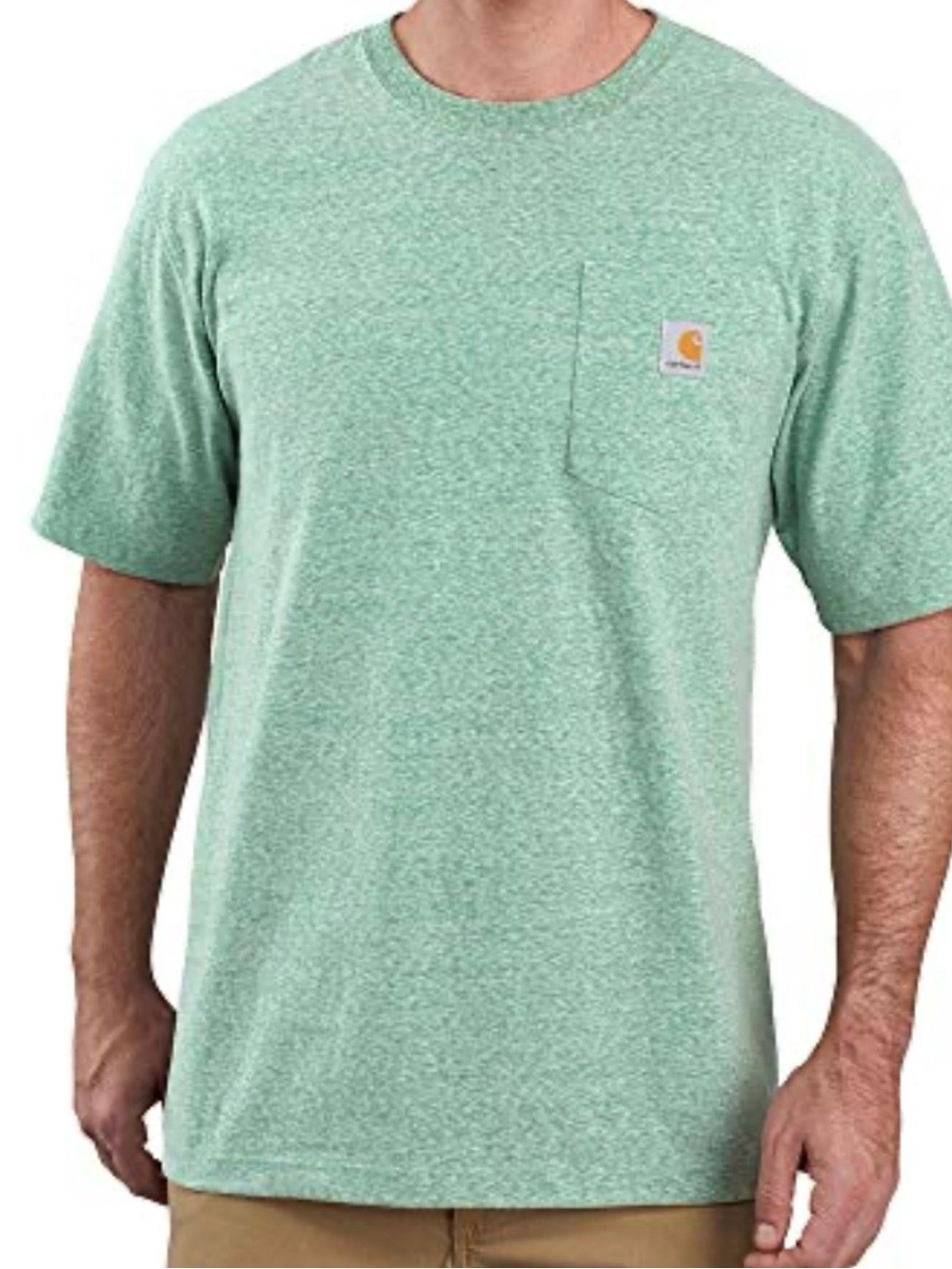 Carhartt Men’s L Short-Sleeve Original Fit Pocket Tee Heather Mint Casual Work